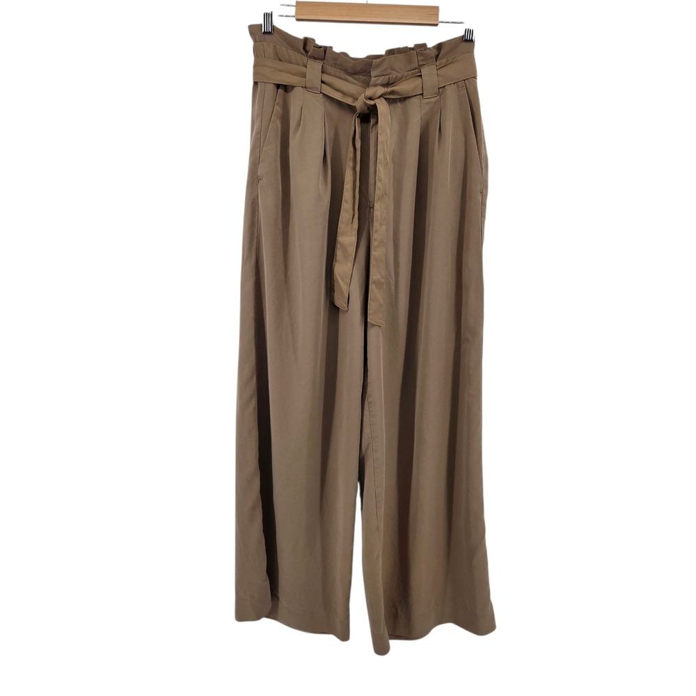 High-Waist Paperbag Wide-Leg Pants - Taupe